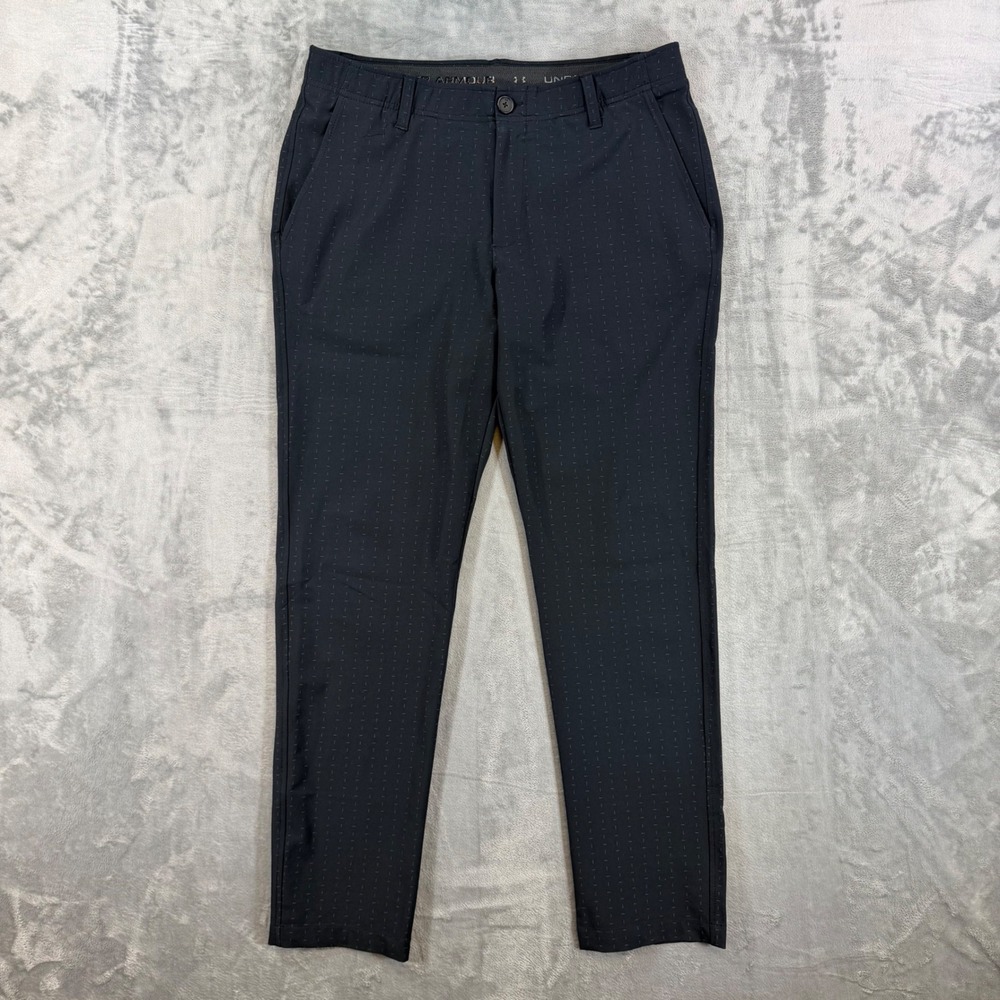 Under Armour Tapered Stretch Golf Pants Men's‎ Size 36x32 Black Micro Dash